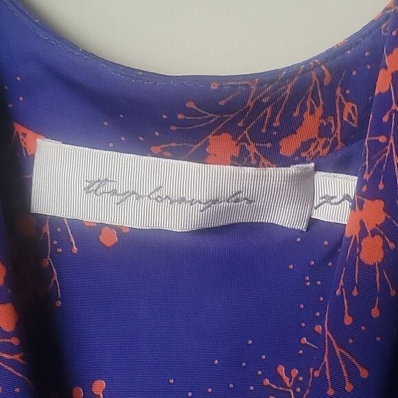 T Bags XS Blue Floral Kimono Mini Stretchy Dress Coquette Waist Tie V Neck Boho - Picture 5 of 13